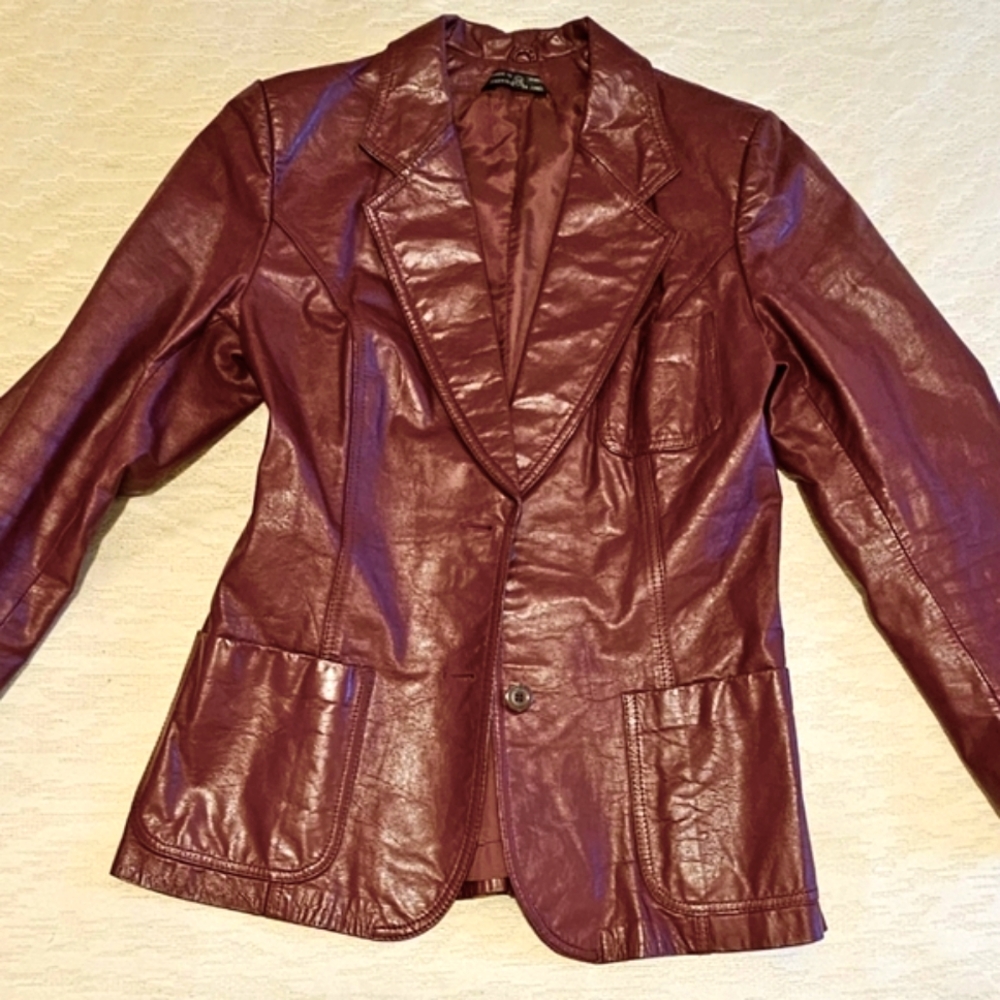 Vintage Women's Leather Blazer, Size: 10/11, Color: Cordovan